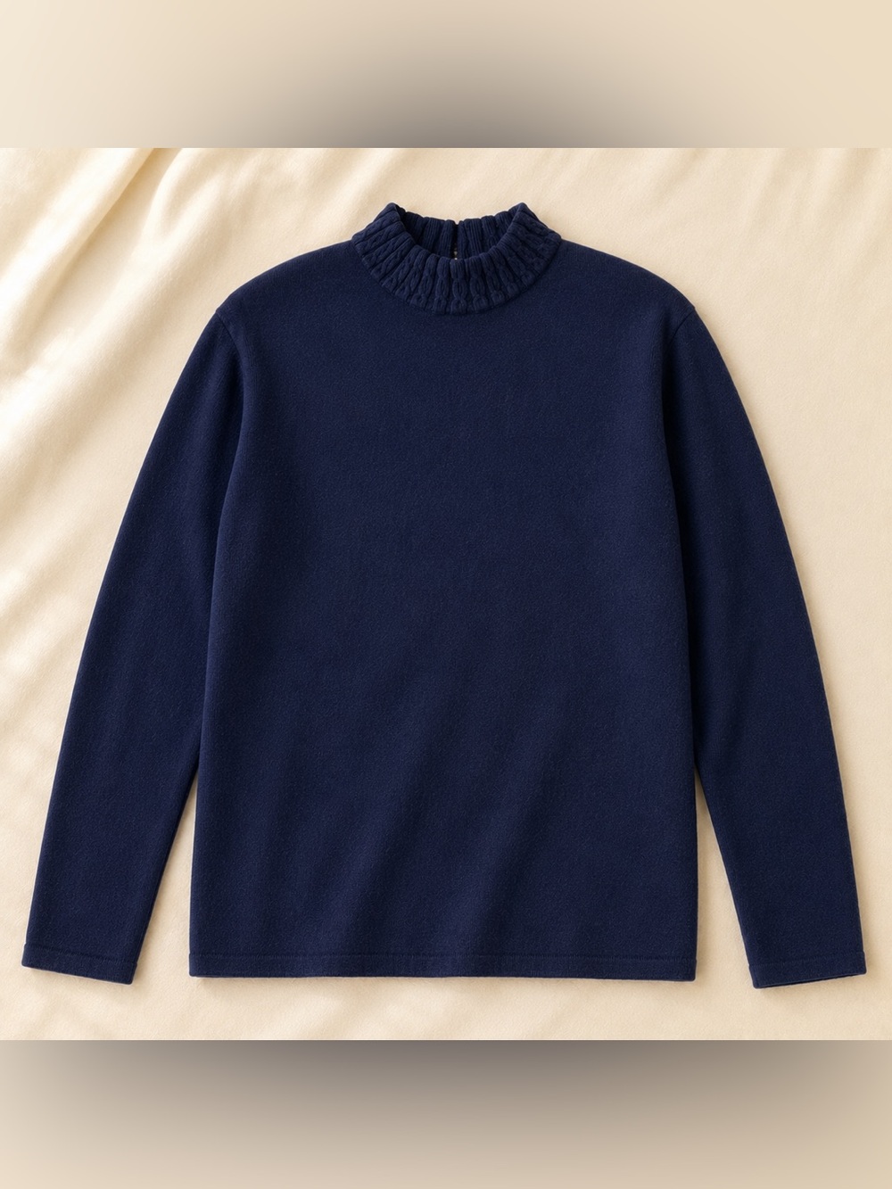 VTG A Touch of Cashmere Navy Silk Cashmere Mock Neck Sweater M